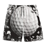 Golf Ball Breaking Wall Print Men's Swim Trunks