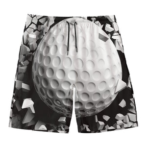 Golf Ball Breaking Wall Print Men's Swim Trunks