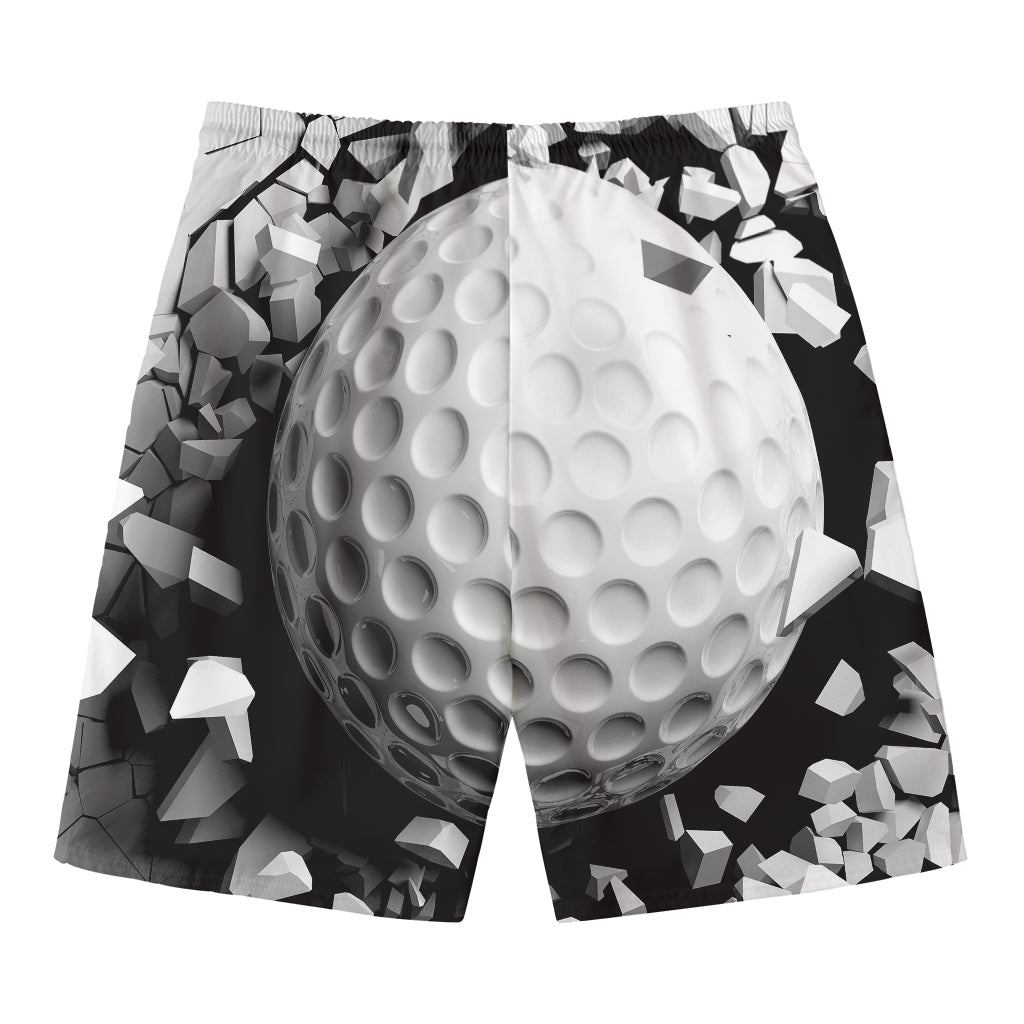 Golf Ball Breaking Wall Print Men's Swim Trunks