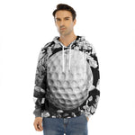 Golf Ball Breaking Wall Print Men's Velvet Pullover Hoodie