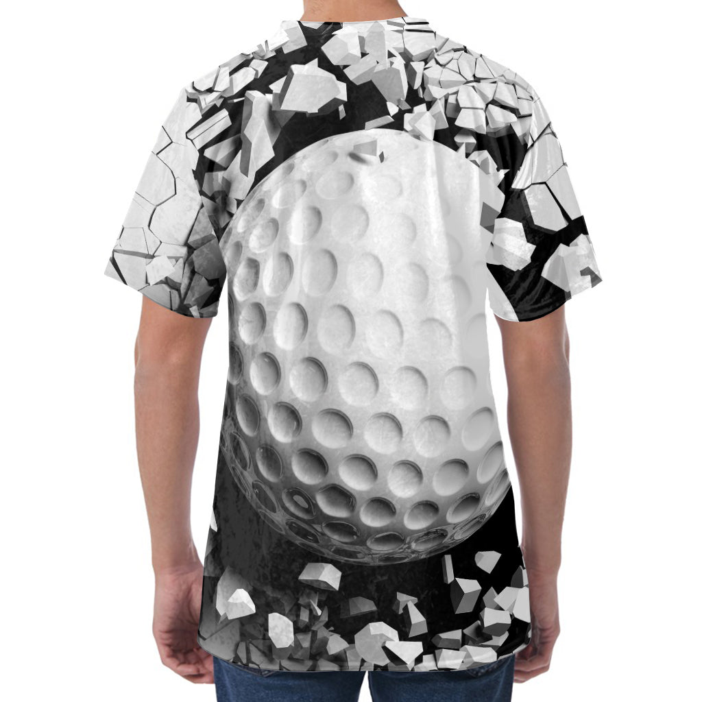 Golf Ball Breaking Wall Print Men's Velvet T-Shirt