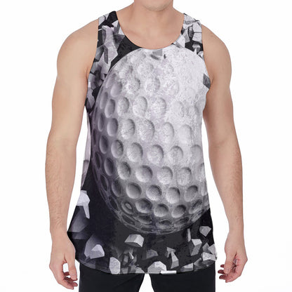 Golf Ball Breaking Wall Print Men's Velvet Tank Top