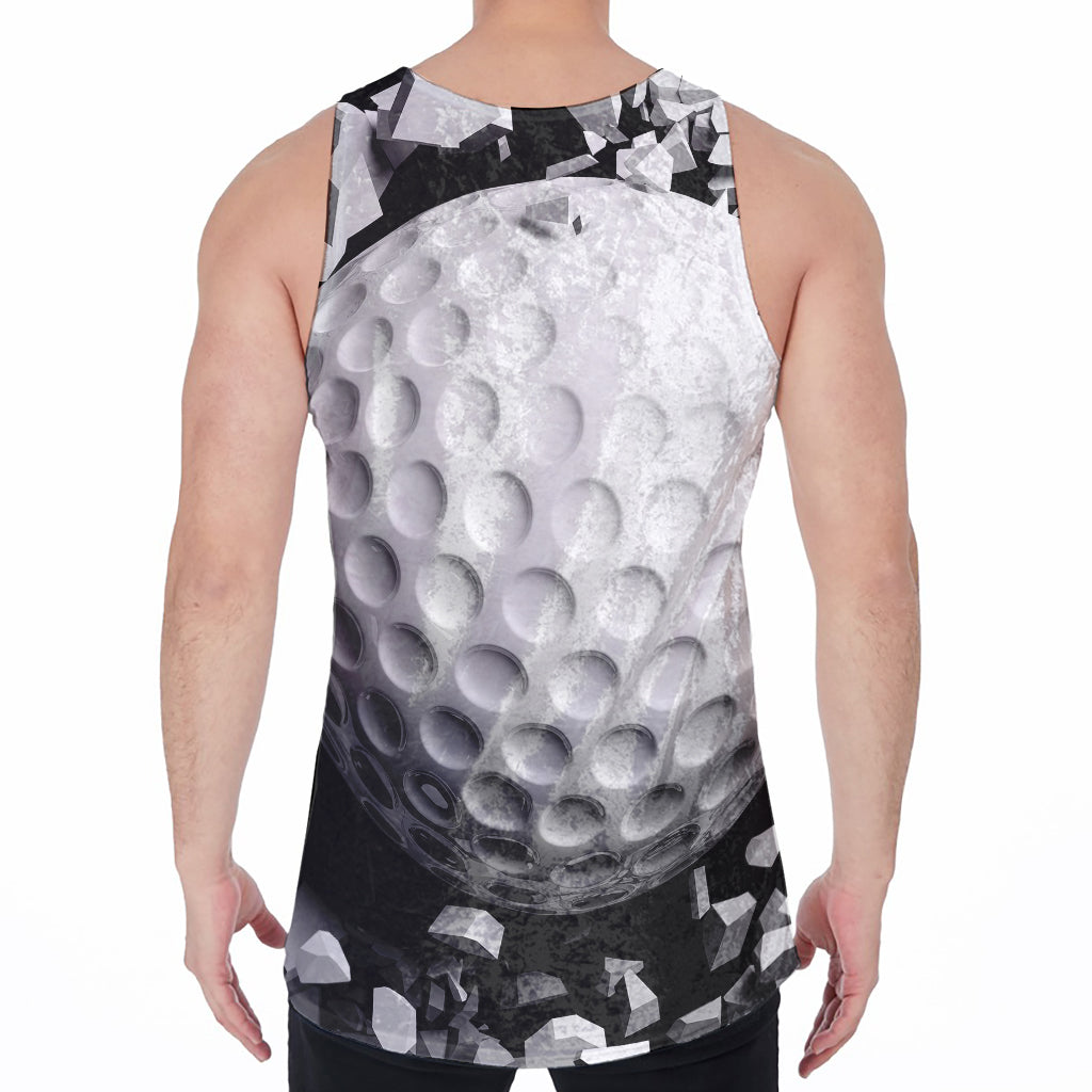 Golf Ball Breaking Wall Print Men's Velvet Tank Top