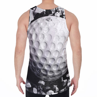 Golf Ball Breaking Wall Print Men's Velvet Tank Top