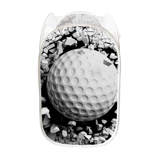 Golf Ball Breaking Wall Print Mesh Laundry Hamper