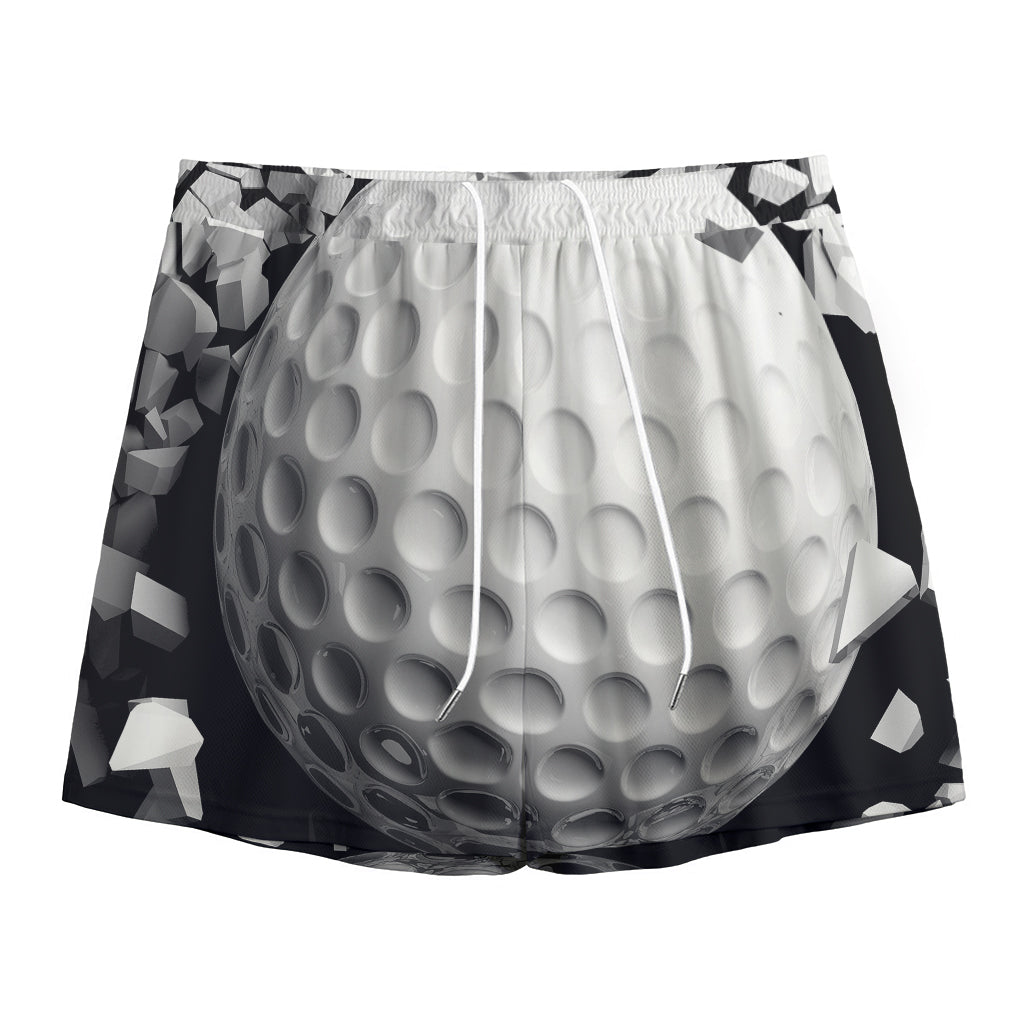 Golf Ball Breaking Wall Print Mesh Shorts