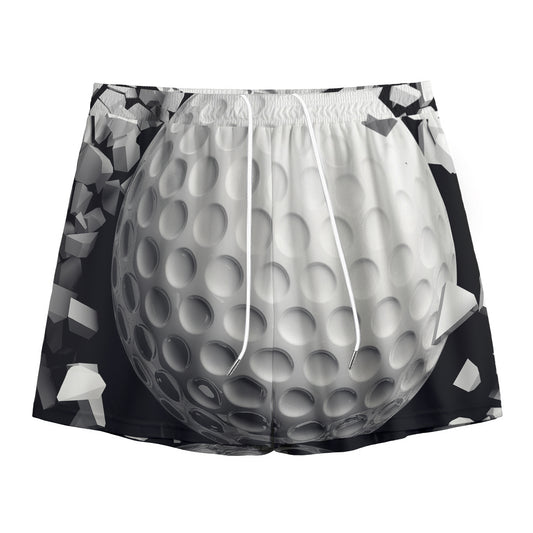 Golf Ball Breaking Wall Print Mesh Shorts
