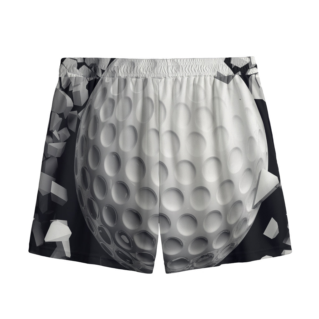 Golf Ball Breaking Wall Print Mesh Shorts