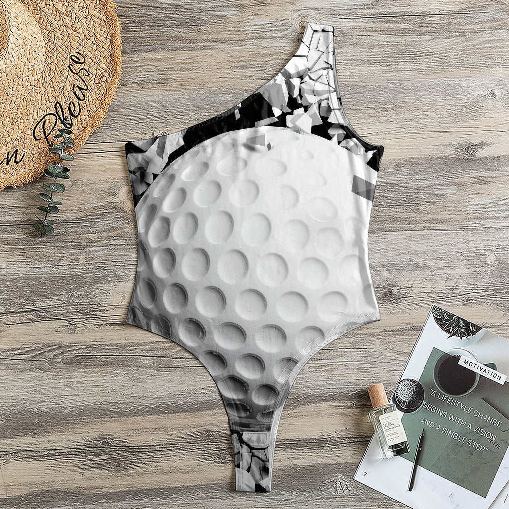 Golf Ball Breaking Wall Print One Shoulder Bodysuit