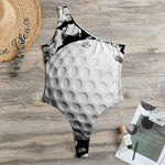 Golf Ball Breaking Wall Print One Shoulder Bodysuit