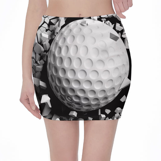 Golf Ball Breaking Wall Print Pencil Mini Skirt