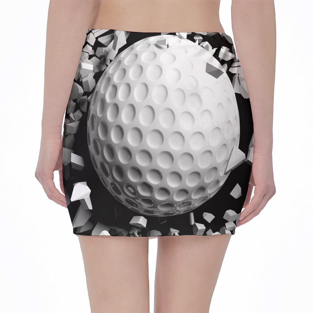 Golf Ball Breaking Wall Print Pencil Mini Skirt