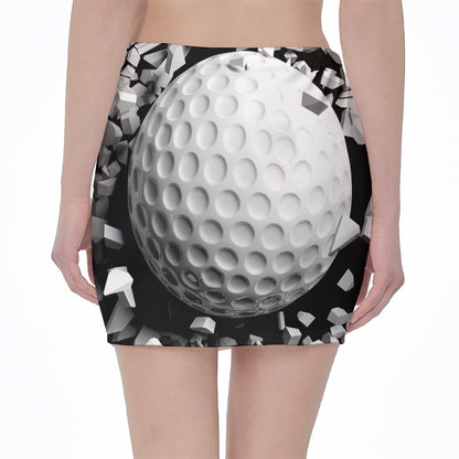 Golf Ball Breaking Wall Print Pencil Mini Skirt