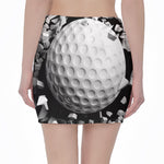 Golf Ball Breaking Wall Print Pencil Mini Skirt