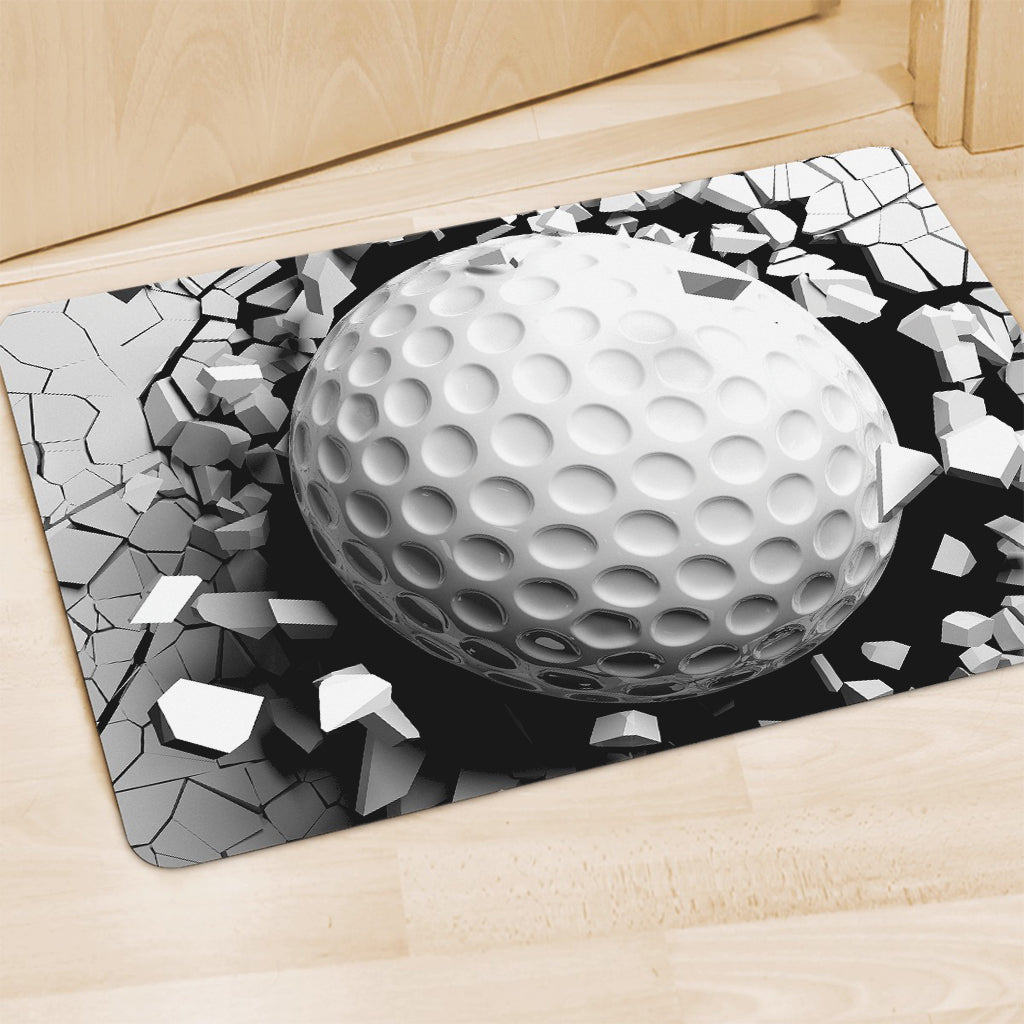 Golf Ball Breaking Wall Print Polyester Doormat