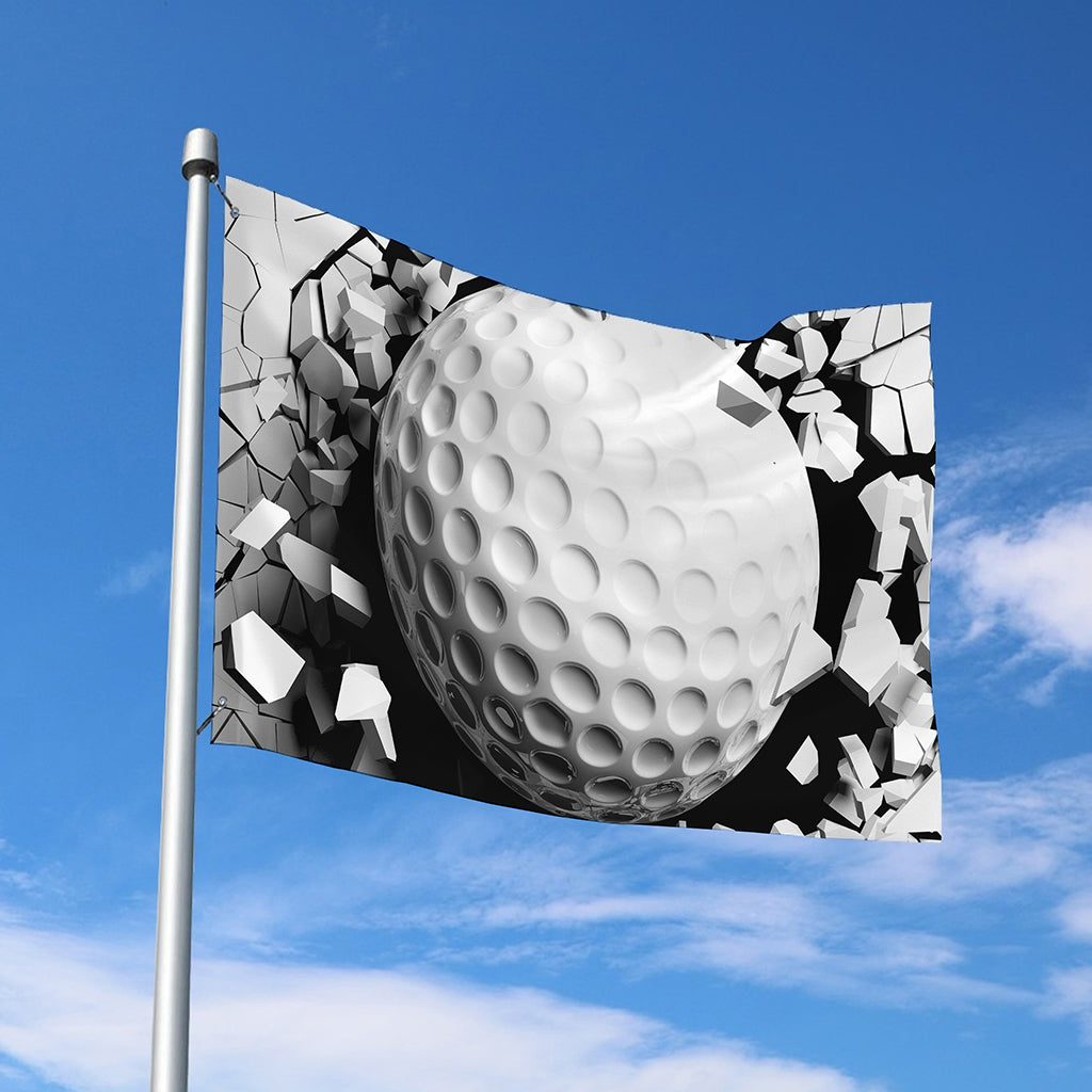 Golf Ball Breaking Wall Print Polyester Flag