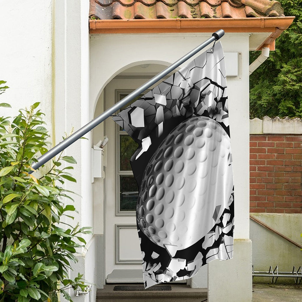 Golf Ball Breaking Wall Print Polyester Flag