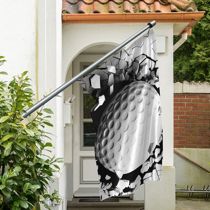 Golf Ball Breaking Wall Print Polyester Flag