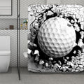 Golf Ball Breaking Wall Print Polyester Shower Curtain