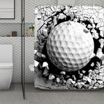 Golf Ball Breaking Wall Print Polyester Shower Curtain