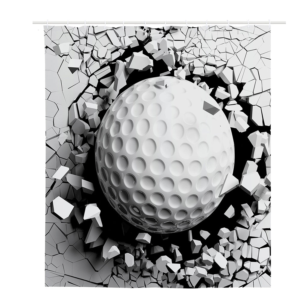 Golf Ball Breaking Wall Print Polyester Shower Curtain