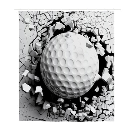 Golf Ball Breaking Wall Print Polyester Shower Curtain