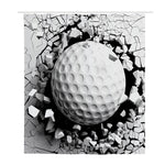 Golf Ball Breaking Wall Print Polyester Shower Curtain