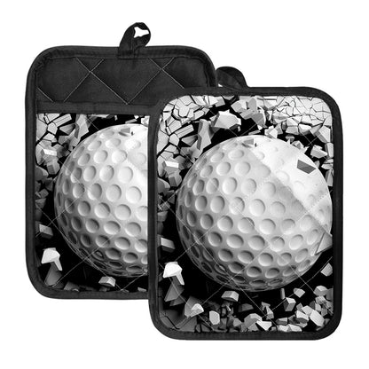 Golf Ball Breaking Wall Print Pot Holders With Pocket