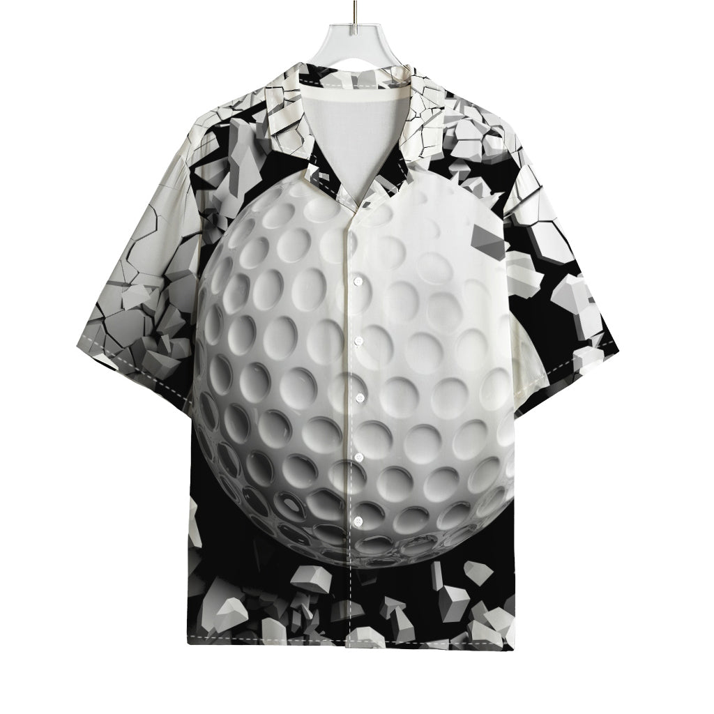 Golf Ball Breaking Wall Print Rayon Hawaiian Shirt