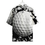 Golf Ball Breaking Wall Print Rayon Hawaiian Shirt