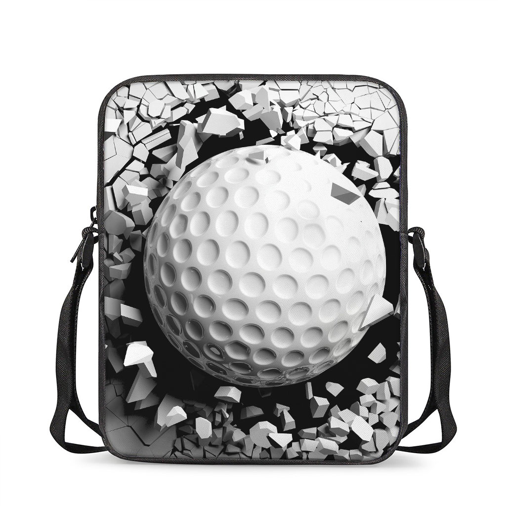 Golf Ball Breaking Wall Print Rectangular Crossbody Bag