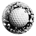 Golf Ball Breaking Wall Print Round Blanket