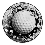 Golf Ball Breaking Wall Print Round Floor Mat
