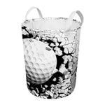 Golf Ball Breaking Wall Print Round Laundry Basket