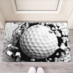 Golf Ball Breaking Wall Print Rubber Doormat
