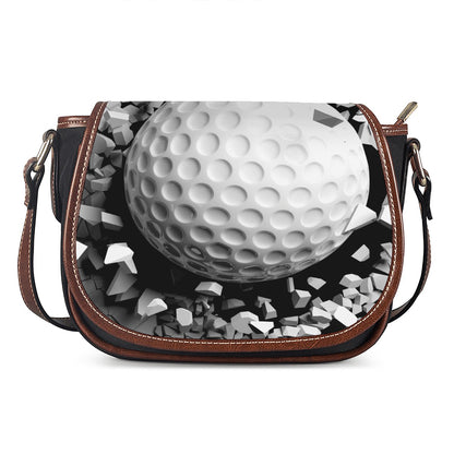 Golf Ball Breaking Wall Print Saddle Bag