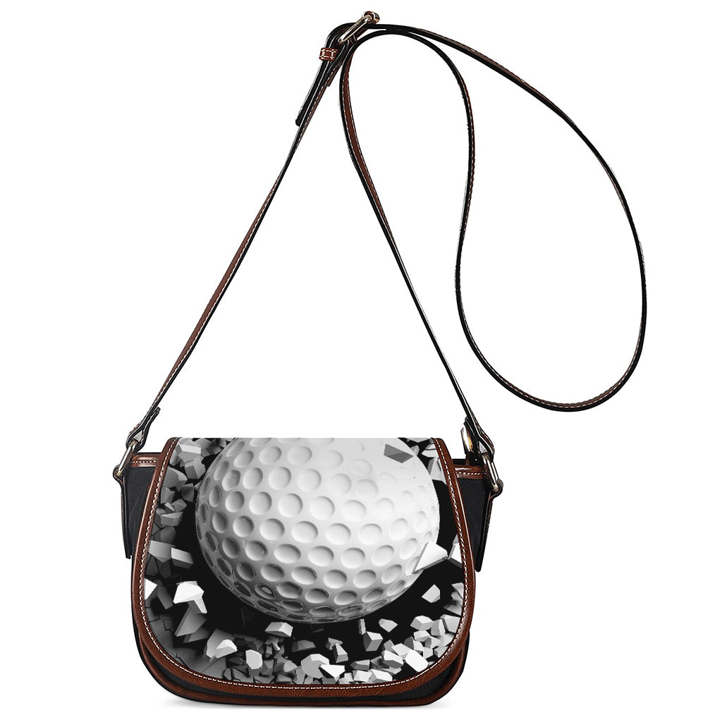 Golf Ball Breaking Wall Print Saddle Bag