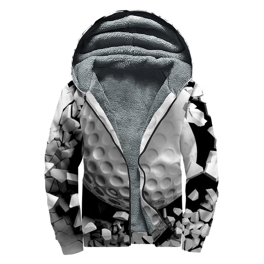 Golf Ball Breaking Wall Print Sherpa Lined Zip Up Hoodie