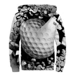 Golf Ball Breaking Wall Print Sherpa Lined Zip Up Hoodie