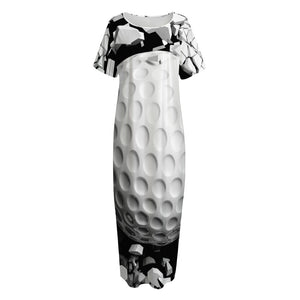 Golf Ball Breaking Wall Print Short Sleeve Long Nightdress