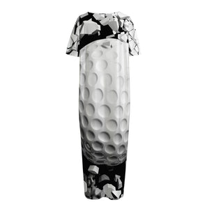 Golf Ball Breaking Wall Print Short Sleeve Long Nightdress