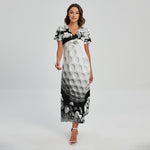 Golf Ball Breaking Wall Print Short Sleeve Maxi Dress