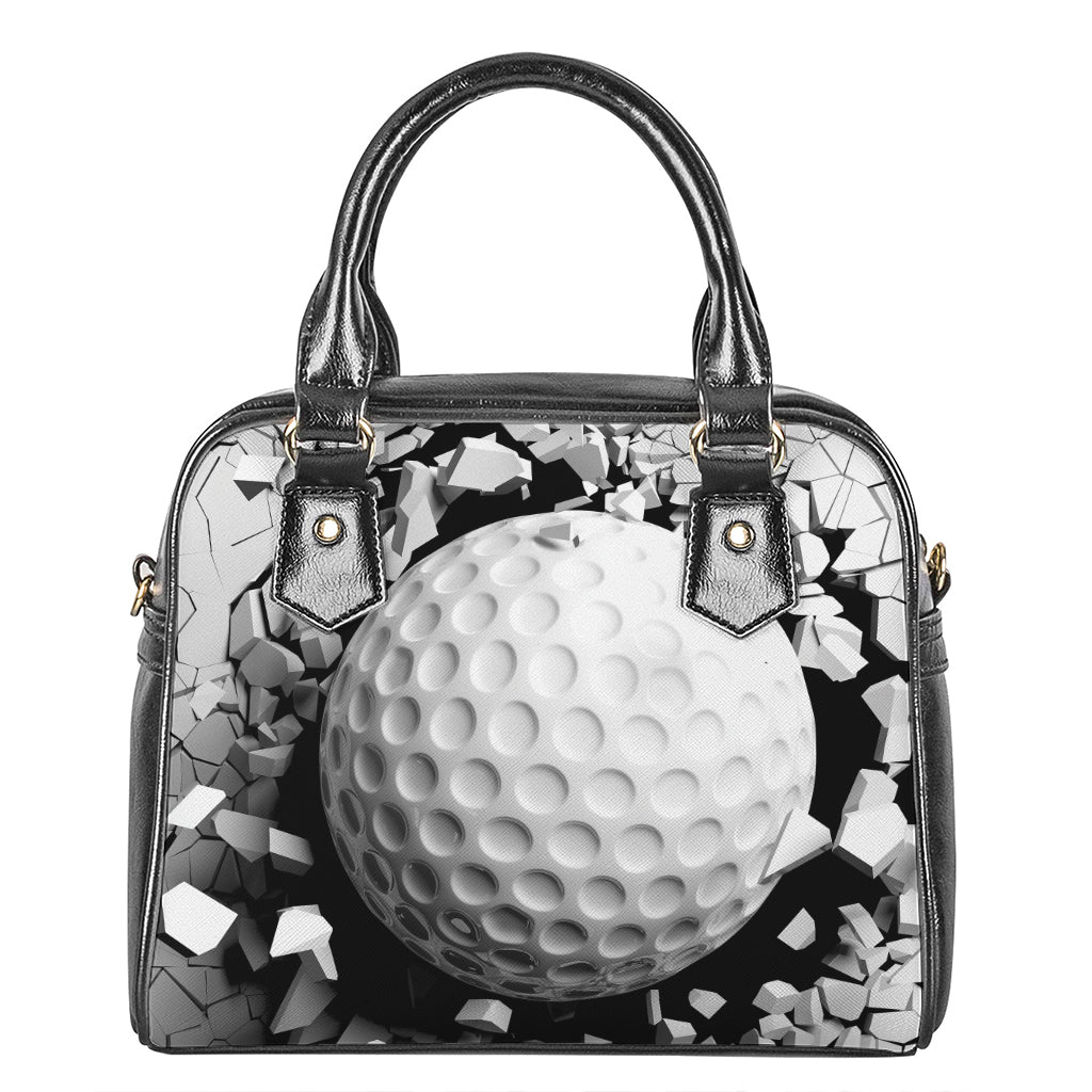 Golf Ball Breaking Wall Print Shoulder Handbag