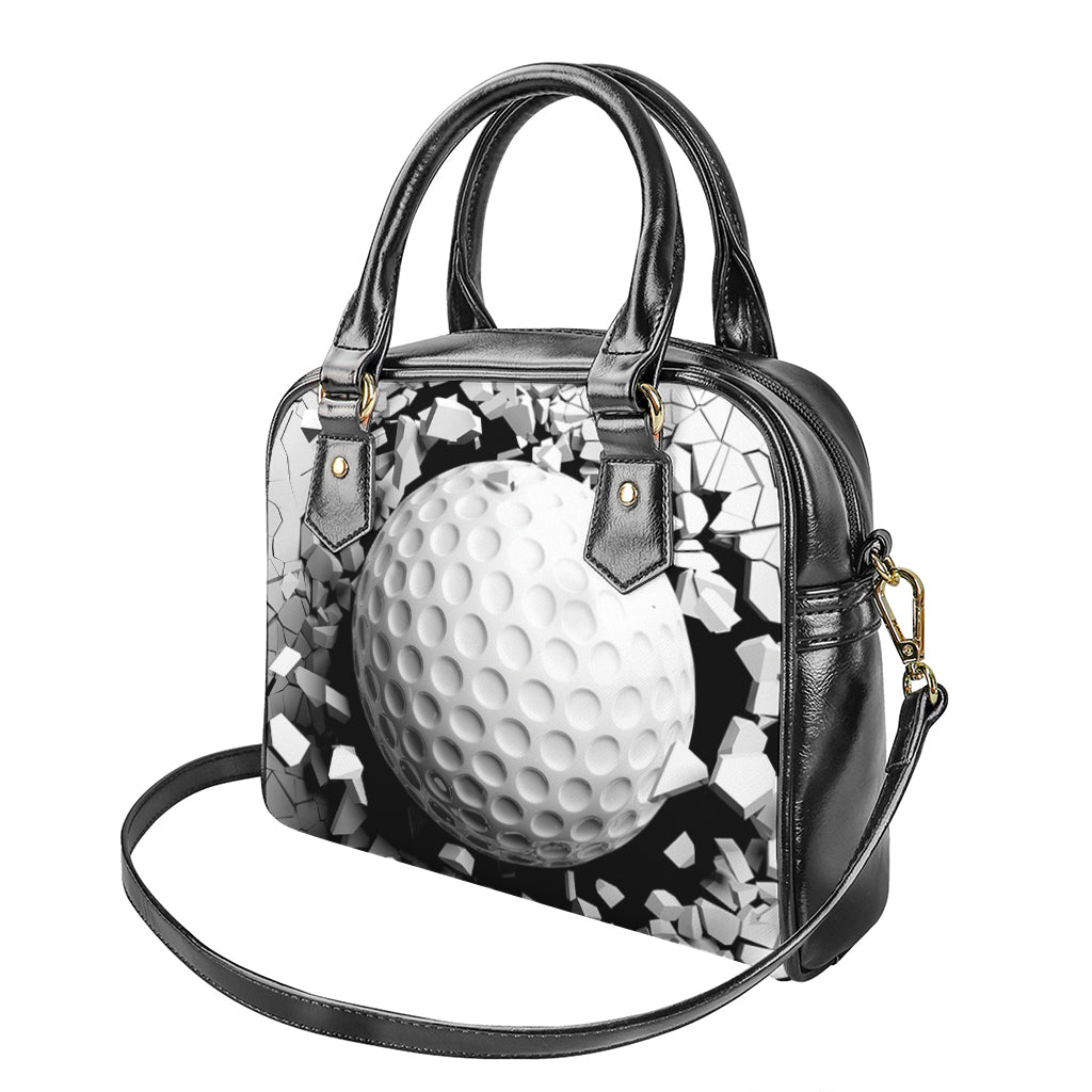 Golf Ball Breaking Wall Print Shoulder Handbag