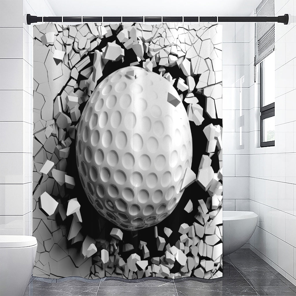 Golf Ball Breaking Wall Print Shower Curtain