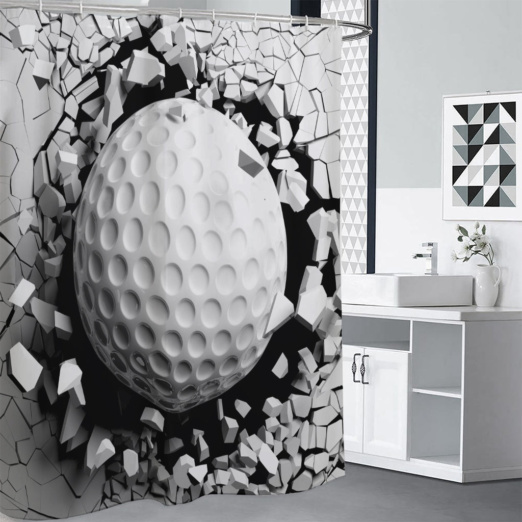 Golf Ball Breaking Wall Print Shower Curtain