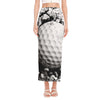 Golf Ball Breaking Wall Print Side Slit Maxi Skirt