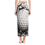 Golf Ball Breaking Wall Print Side Slit Maxi Skirt