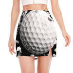 Golf Ball Breaking Wall Print Side Slit Mini Skirt