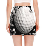 Golf Ball Breaking Wall Print Side Slit Mini Skirt